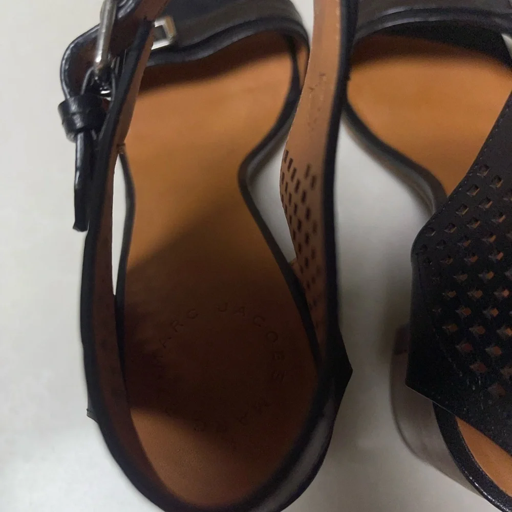 EUC Marc By Marc Jacobs Diamonds Black Leather Heeled Sandals